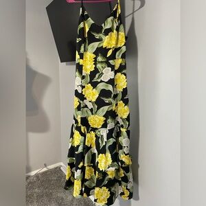 Franco Sarto Yellow and White Spaghetti Strap Sundress